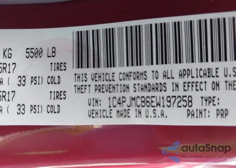 2014 Jeep Cherokee Latitude z USA, uszkodzony, nr VIN 1C4PJMCB6EW197258